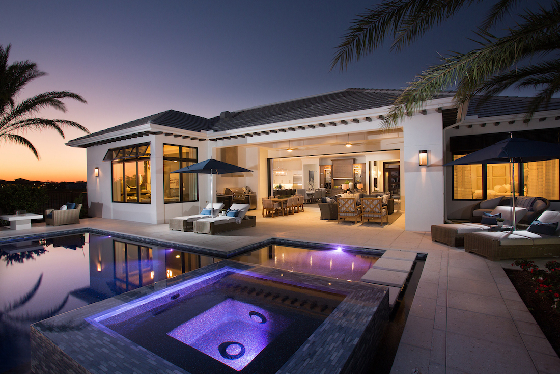 backyard-design-dusk-inground-pool-purple-lights